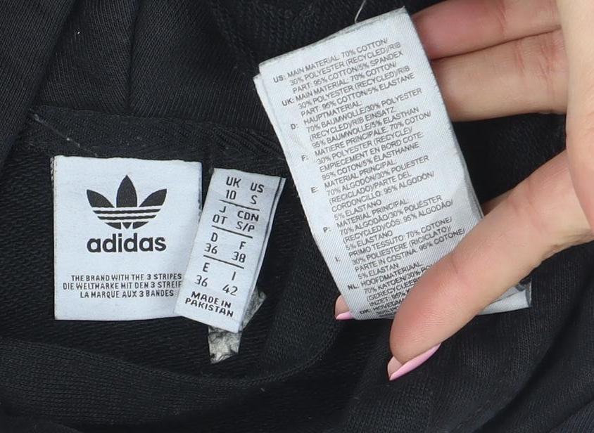 Adidas Women Black Size 10 Pullover Hoodie with Logo & Pockets