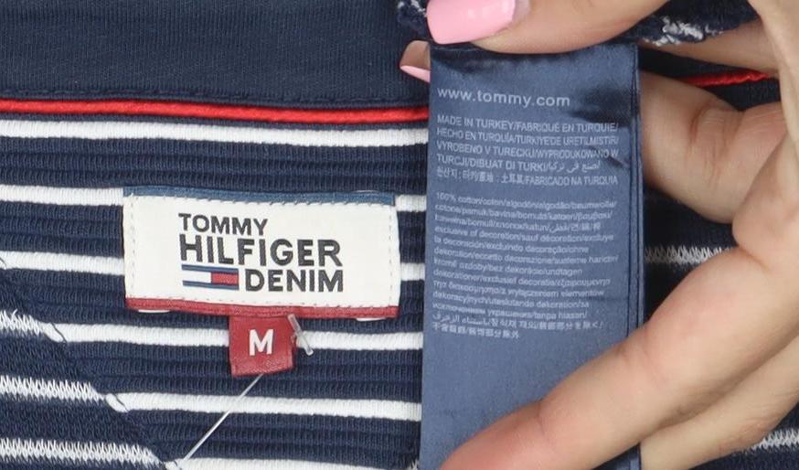 Tommy Hilfiger Denim Women's Blue Striped Long Sleeve Cotton T-Shirt M