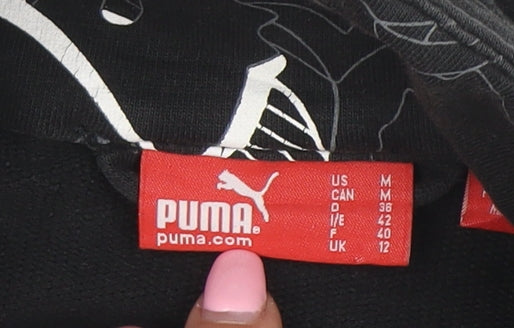 Puma Women's Black Size 12 Full Zip Sweatshirt with Gold Logo