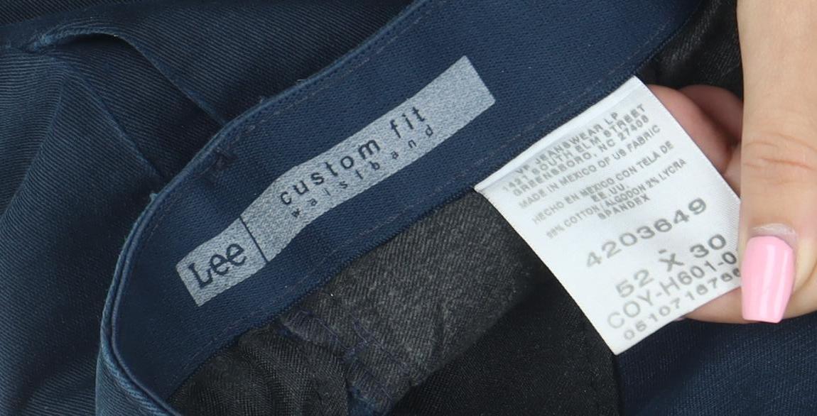 Lee Men’s Blue Chino Trousers 52x30 Regular Fit Cotton