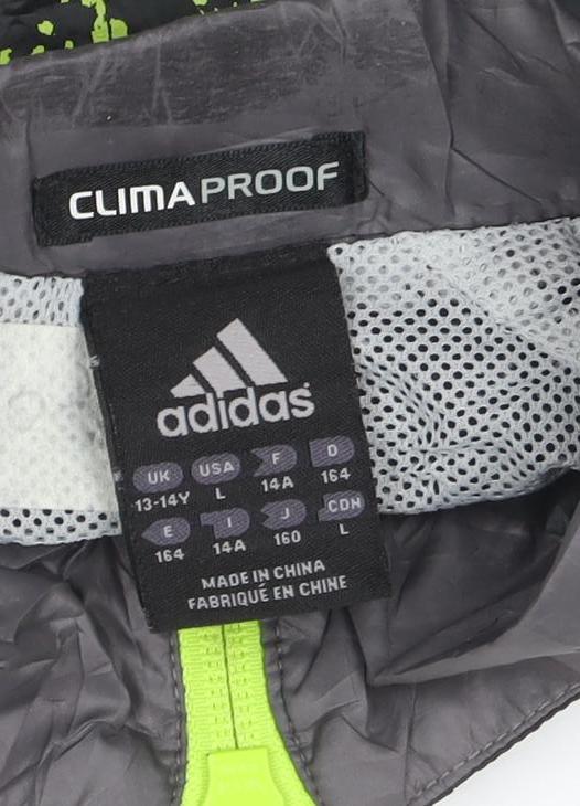 adidas Boys Black ClimaProof Track Jacket 14 Years Full Zip Sports Top