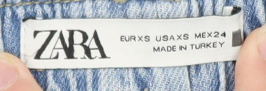 Zara Women's Blue XS Jogger Jeans Relaxed Fit Elastic Waist Denim