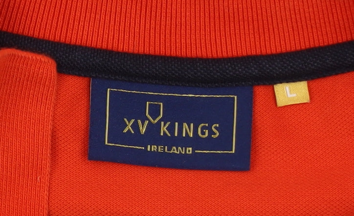 XV Kings Men's Orange Polo Shirt Size L Cotton Classic Fit