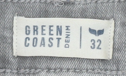 Green Coast Women’s Grey Flared High Rise Button Denim Jeans Size 32