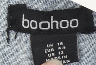 Boohoo Women Blue Denim Oversized Button-Up Jacket UK 16 Casual Style