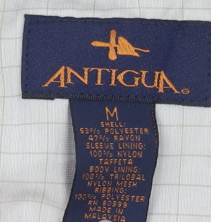 Antigua Men Beige Pullover Golf Sweatshirt M Crew Neck Sportswear