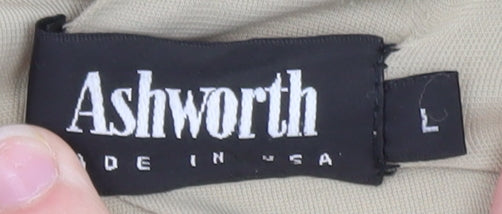 Ashworth Men's Beige Sleeveless V-Neck T-Shirt Size L Classic Fit