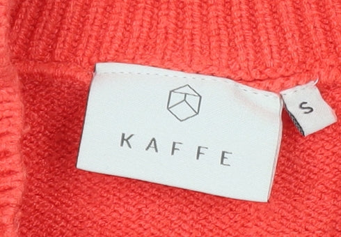 Kaffe Women’s Red Mock Neck Cotton Pullover Jumper Size S