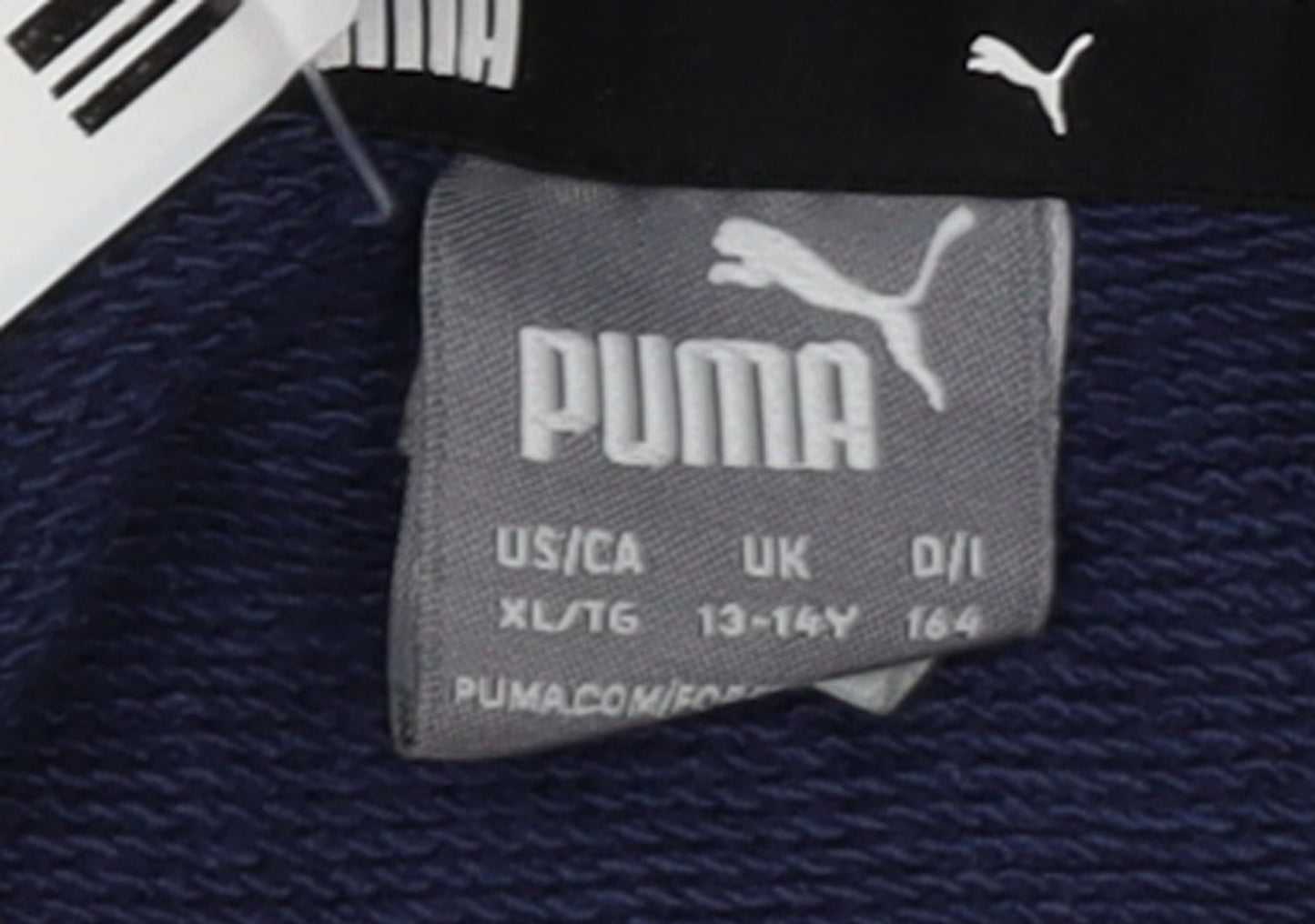 Puma Boys Blue Pullover Hoodie 13-14 Years Regular Fit Logo Cotton Blend