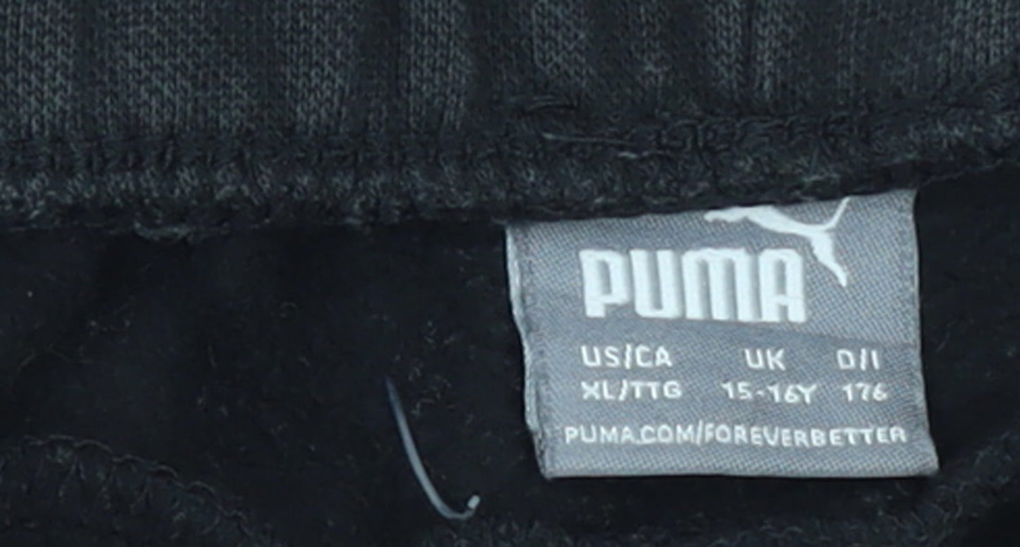 Puma Boys Black Jogger Sweatpants XL 15-16 Years Elastic Waist Logo