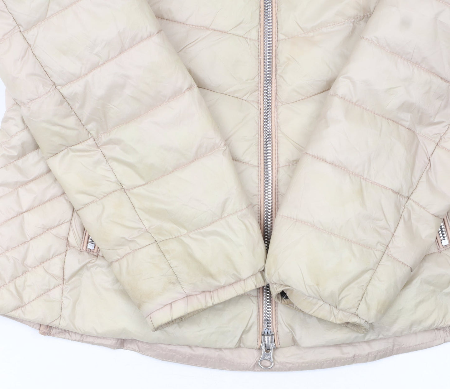 Barbour International Womens Beige Quilted Puffer Jacket UK 8