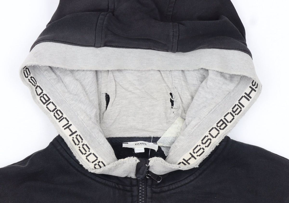 Hugo Boss Womens Black Full Zip Hoodie Size 14 Logo Hooded Sweatshirt