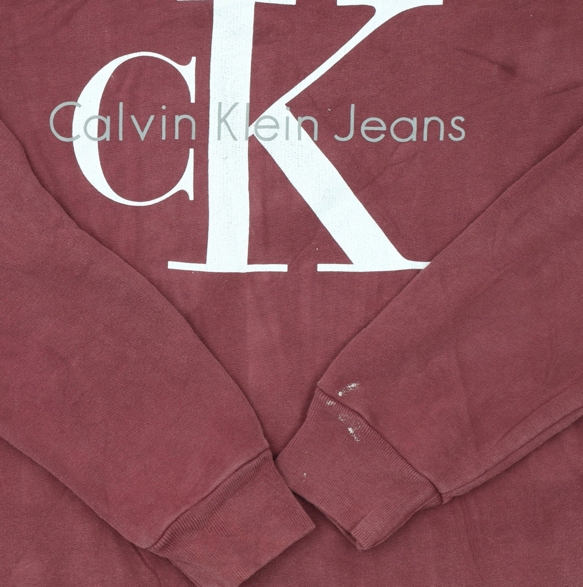 Calvin Klein Jeans Mens Red Logo Pullover Sweatshirt Size M