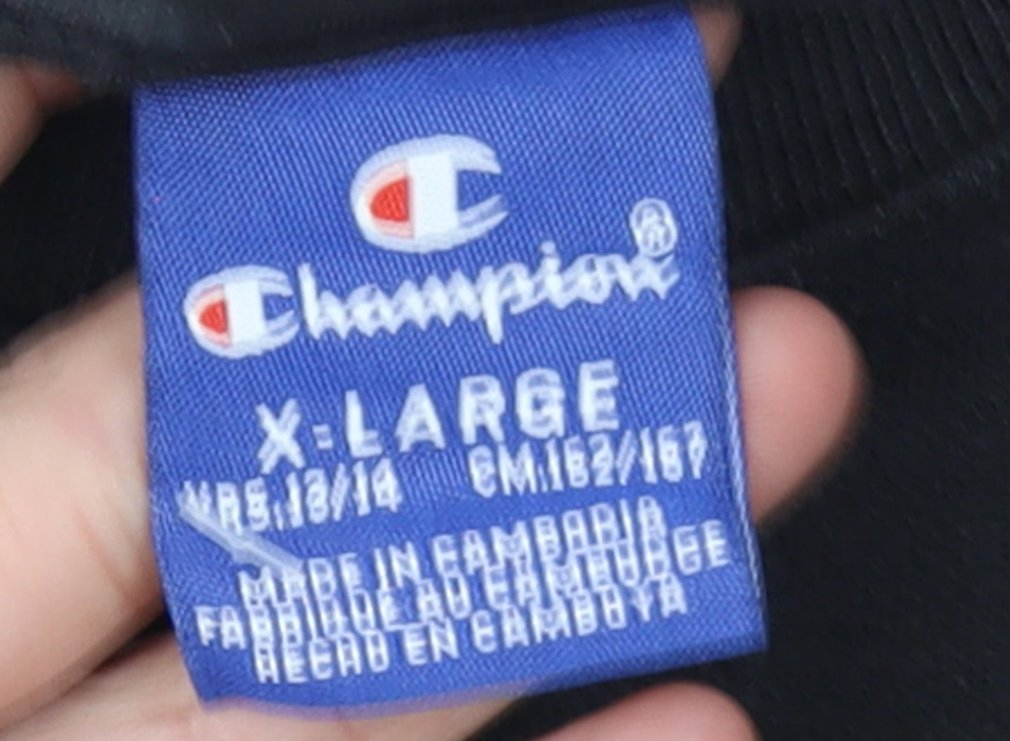 Champion Boys Black XL Pullover Sweatshirt Long Sleeve Logo Crew Neck