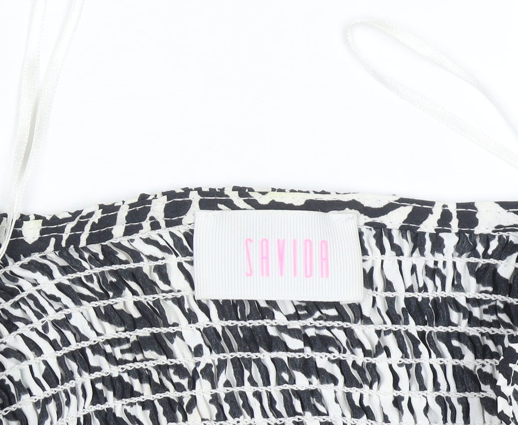 Savida Women’s Black Zebra Print Long Sleeve Skater Dress Size 10