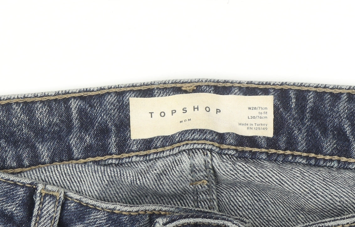 Topshop Women's Blue Mom Jeans Size 10 Regular Fit Denim