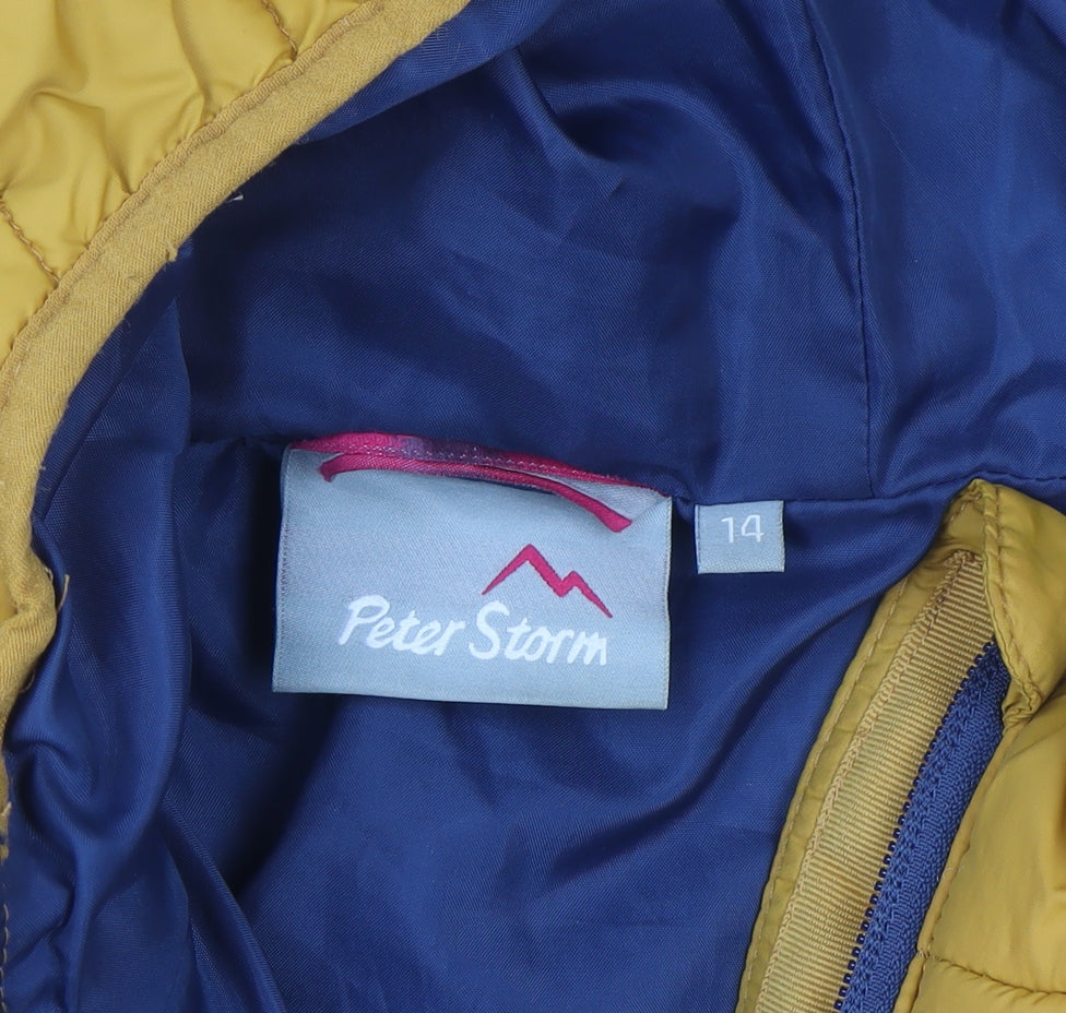 Peter Storm Women Yellow Hooded Puffer Jacket Size 14