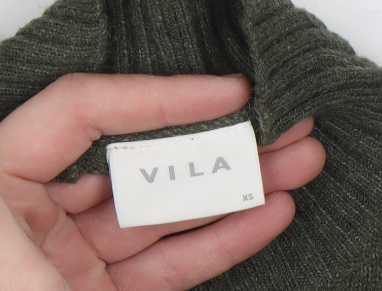 VILA Womens Green Roll Neck Knit Jumper XS