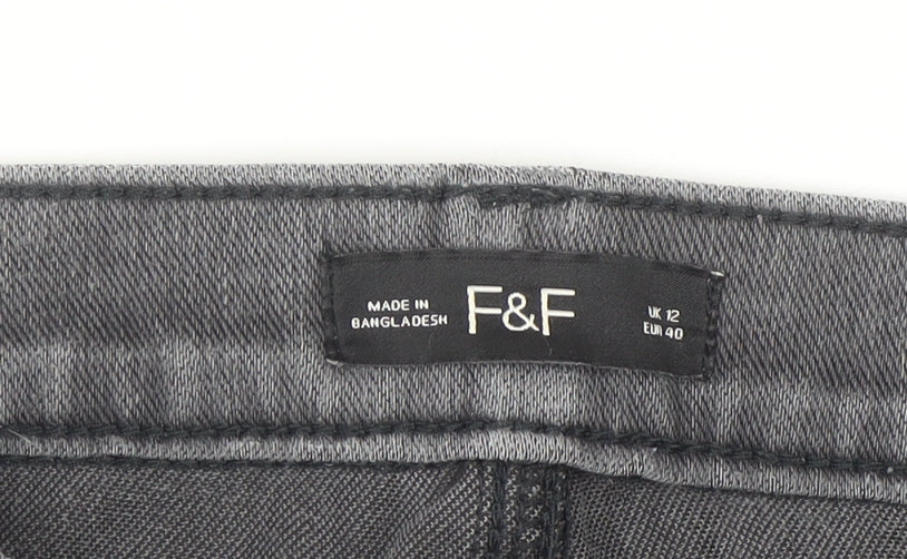 F&F Women’s Grey Skinny Jeans Size 12 Stretch Denim