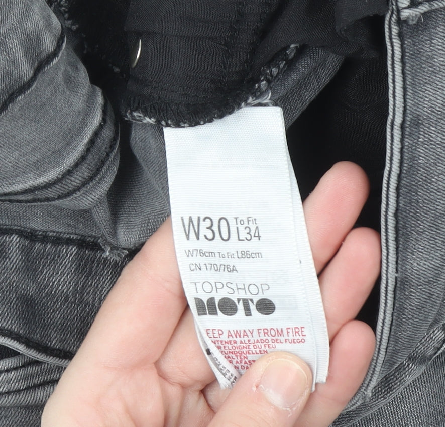 Topshop Women’s Grey Skinny Jeans Size 12 Regular Stretch Denim