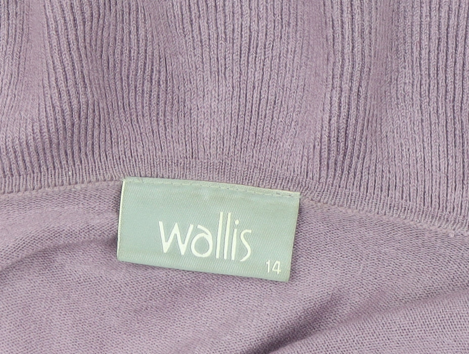 Wallis Women’s Purple Ruffle Collar Open Knit Cardigan Size 14