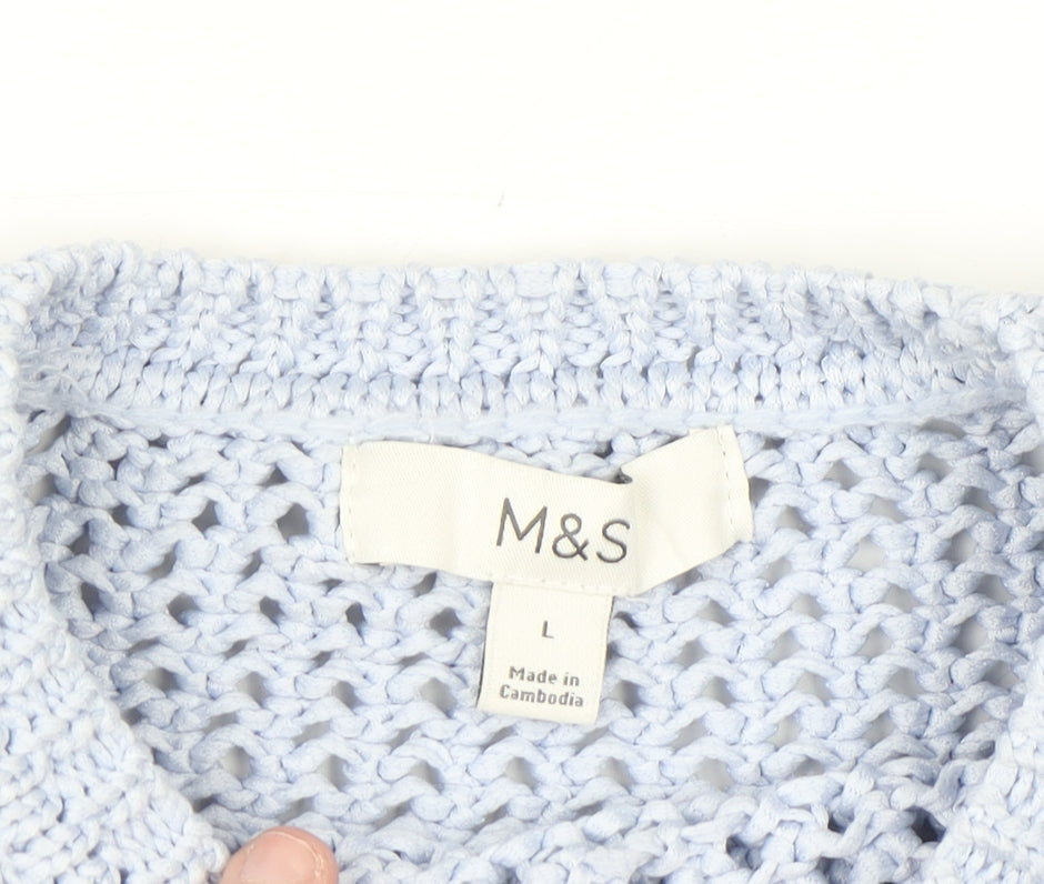 Marks & Spencer Women’s Blue Open-Knit Polyester Jumper L
