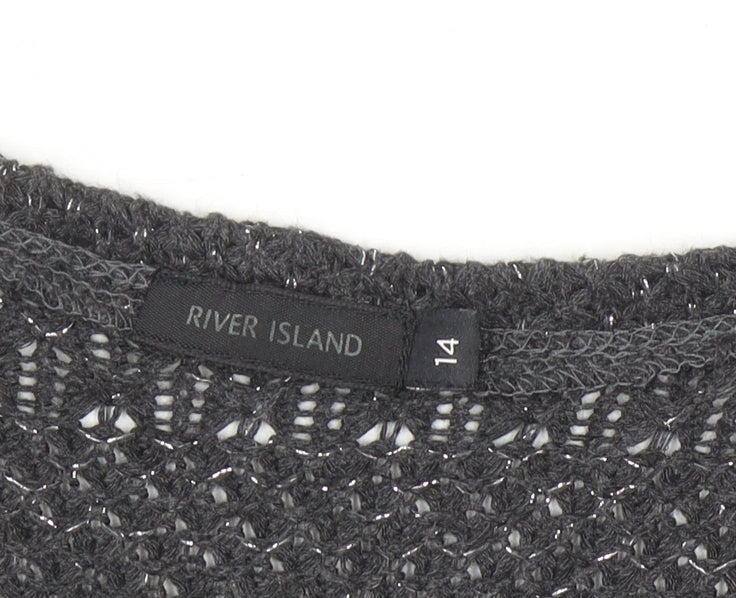 River Island Women’s Black Knit Tank Midi Dress Size 14 Sleeveless