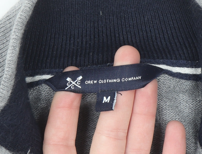 Crew Clothing Men's Grey Half Zip Cotton Cashmere Sweater M