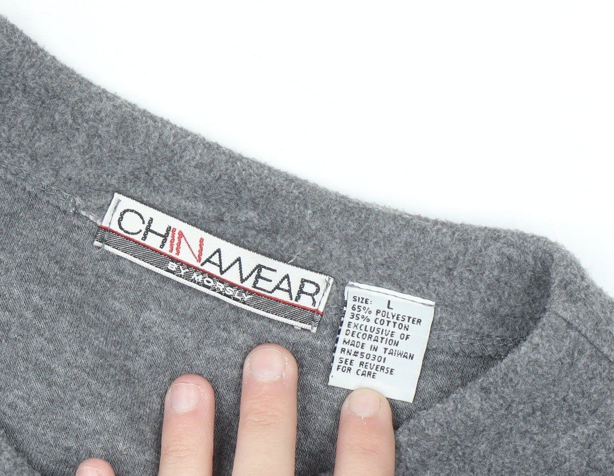 Chinawear Women's Grey Long Sleeve Cardigan L Vintage Knit