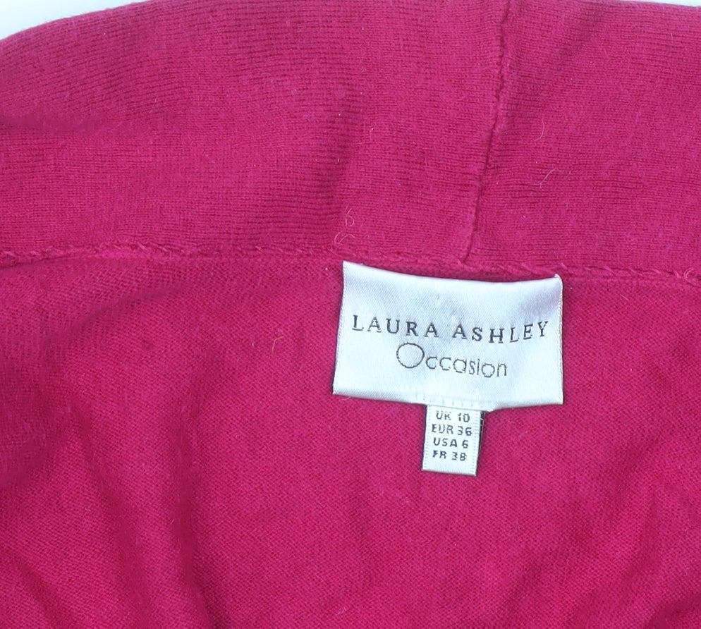 Laura Ashley Women’s Pink Silk Cotton Shrug UK 10 V-Neck Short Sleeve