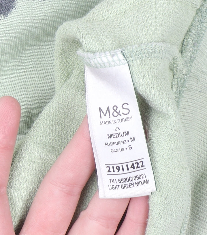 Marks & Spencer Men's Light Green Tie-Dye Cotton Sweatshirt Medium