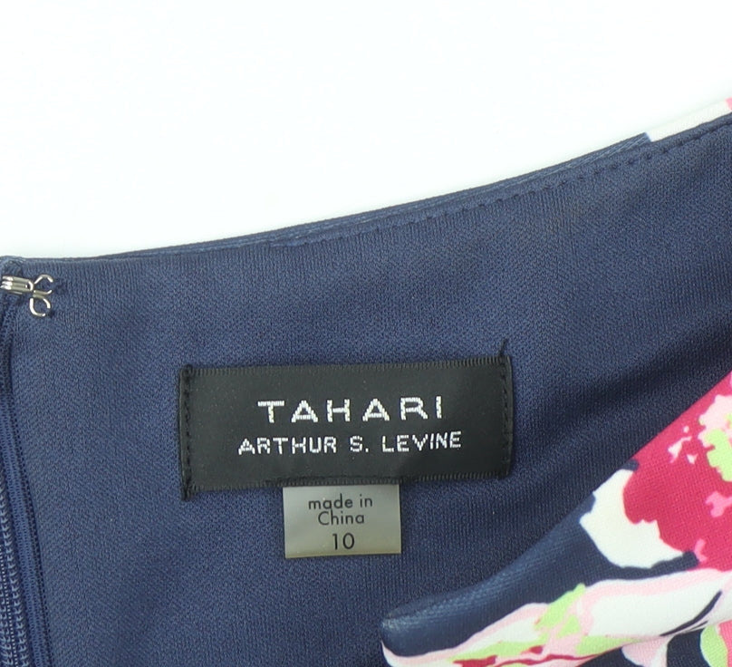 Tahari Arthur S. Levine Women's Blue Floral Sheath Dress Size 14