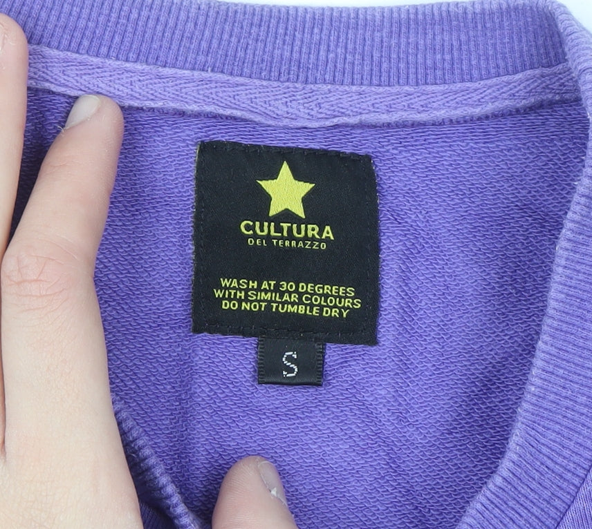 Cultura Del Terrazzo Men's Purple Small Crew Neck Pullover Sweatshirt