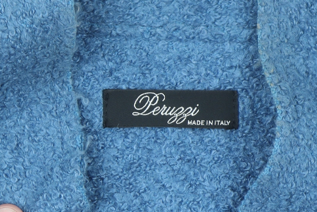 Peruzzi Women Blue Wool Blend Mid-Length Overcoat Size 10