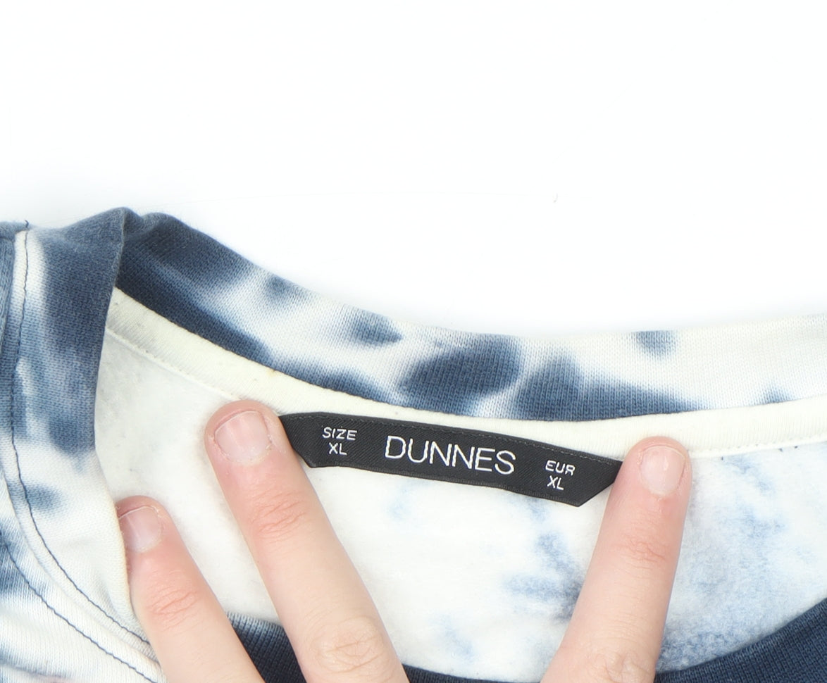 Dunnes Women Blue Tie Dye Pullover Sweatshirt XL Cotton Blend