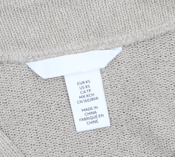 H&M Women’s Beige V-Neck Knit Pullover Jumper XS
