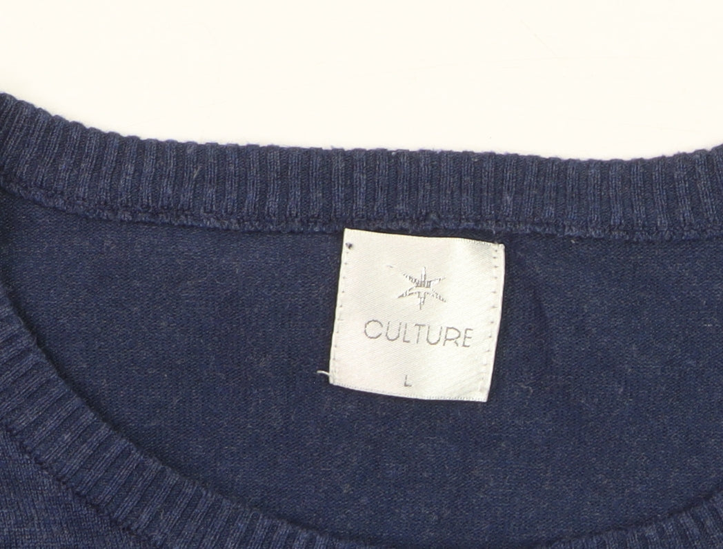 Culture Women's Blue Knit Button-Up Cardigan L Long Sleeve