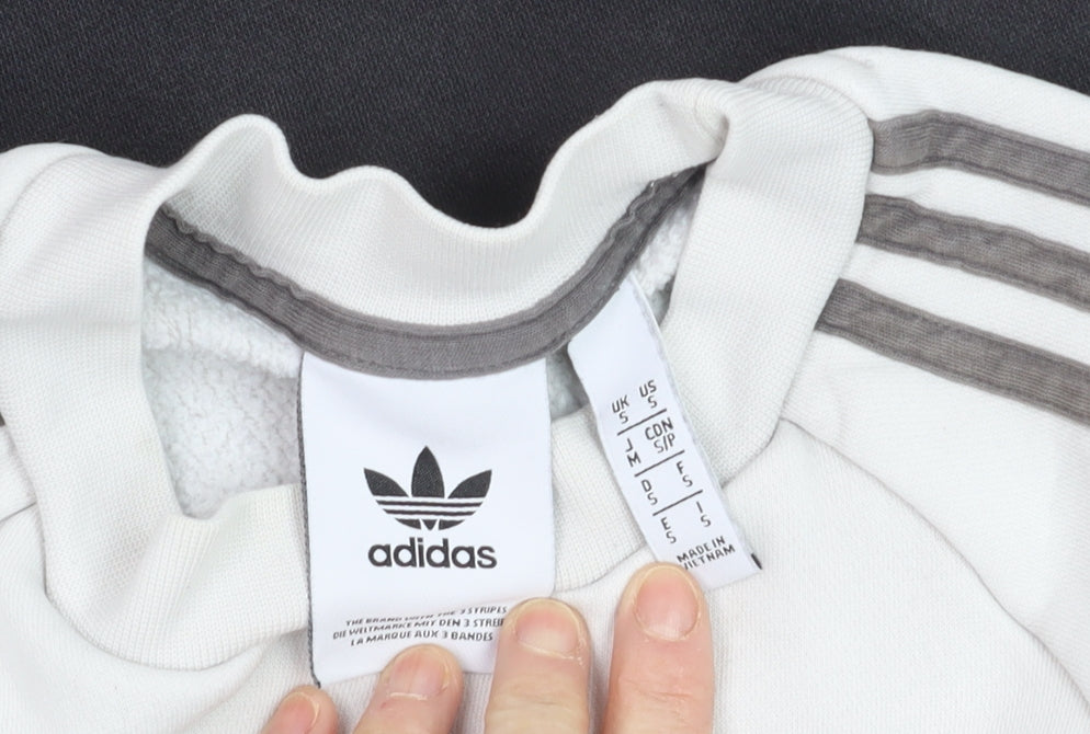 Adidas Mens Grey Crew Neck Pullover Jumper Size S Sports Fleece