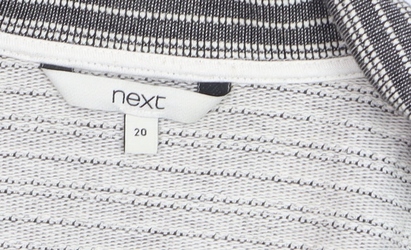 Next Women’s Grey Striped Collared Long Sleeve Open Cardigan Size 20