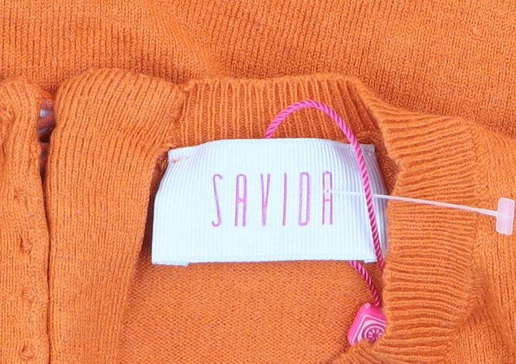 Savida Women Orange Size 10 Crew Neck Long Sleeve Jumper