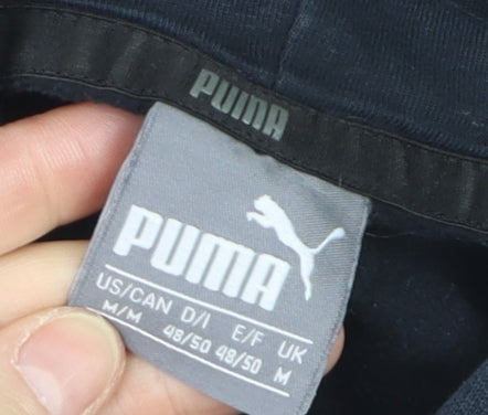 Puma Men's Black Pullover Hoodie M Logo Sports Fleece Sweatshirt