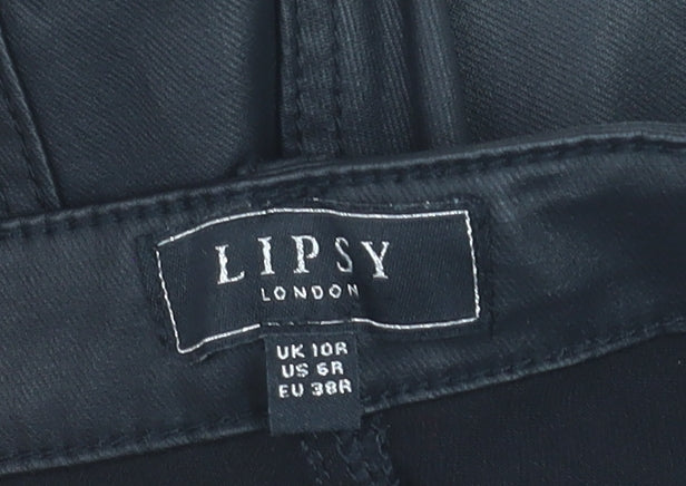 Lipsy London Women's Black Coated Jegging Style Leggings Size 10R