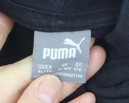 Puma Boys Black Hoodie 15-16 Years Pullover Hooded Sweatshirt