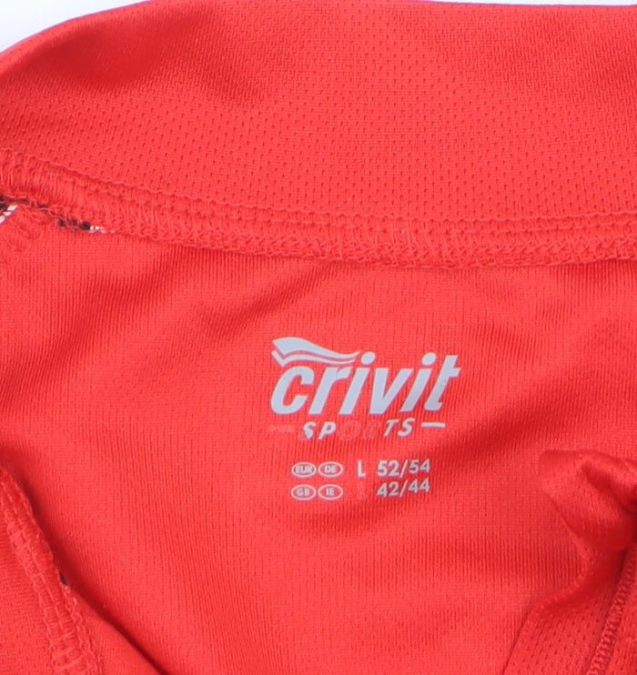 Crivit Men's Red Cycling Jersey L Short Sleeve 1/4 Zip Reflective