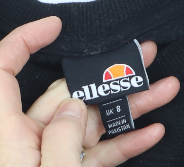 Ellesse Boys Black Crew Neck Pullover Jumper UK 8 Logo Sweatshirt