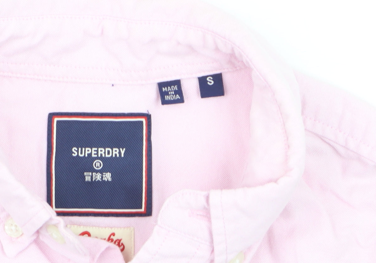 Superdry Men's Pink Cotton Button-Down Long Sleeve Dress Shirt Size S