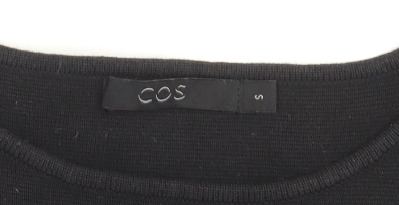 COS Women Black Wool Blend Shift Dress Size S Long Sleeve