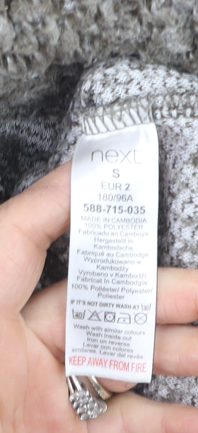 Next Women Grey Hooded Fleece Zip Jacket Size S