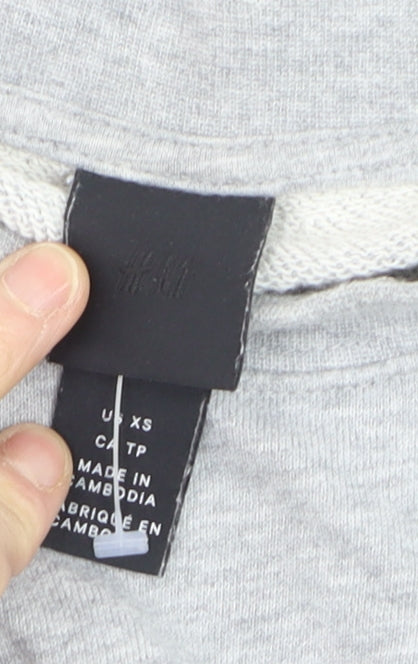H&M Womens Grey Graphic Print Pullover Sweatshirt XS Cotton