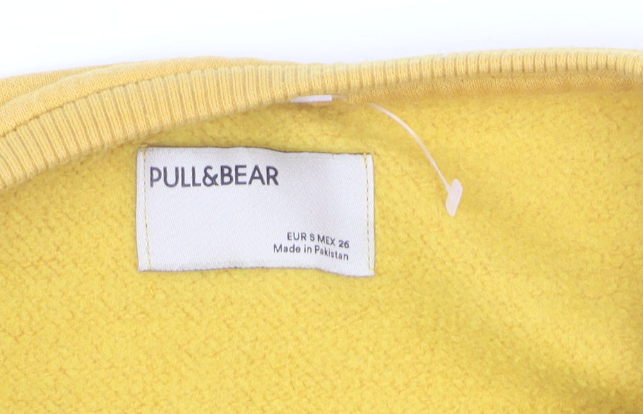 Pull&Bear Women Yellow NYC Crew Neck Pullover Jumper Size 10